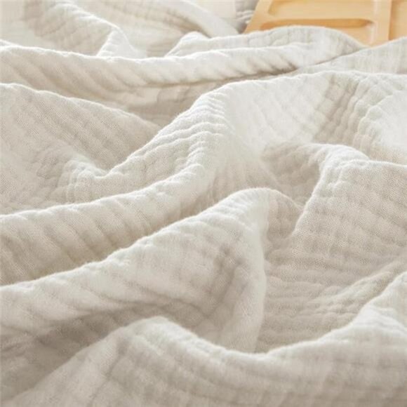 100% Cotton Muslin Blanket King Size 108"x90", 4-Layer Lightweight Gauze Throw - Picture 7 of 7